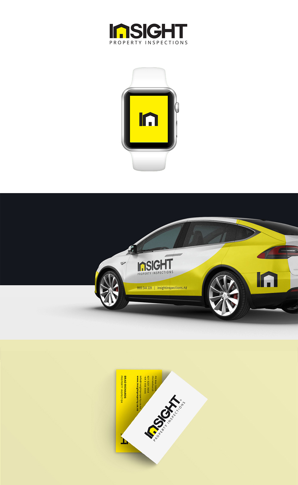 InSight Property Inspections Complete Brand Identity - Brand Identity, Logo Design, Mobile App, Vehicle Graphics, Business Cards, Property Services, Print Collateral, Web + App - Creative digital design portfolio by Mondo Digital agency Christchurch New Zealand