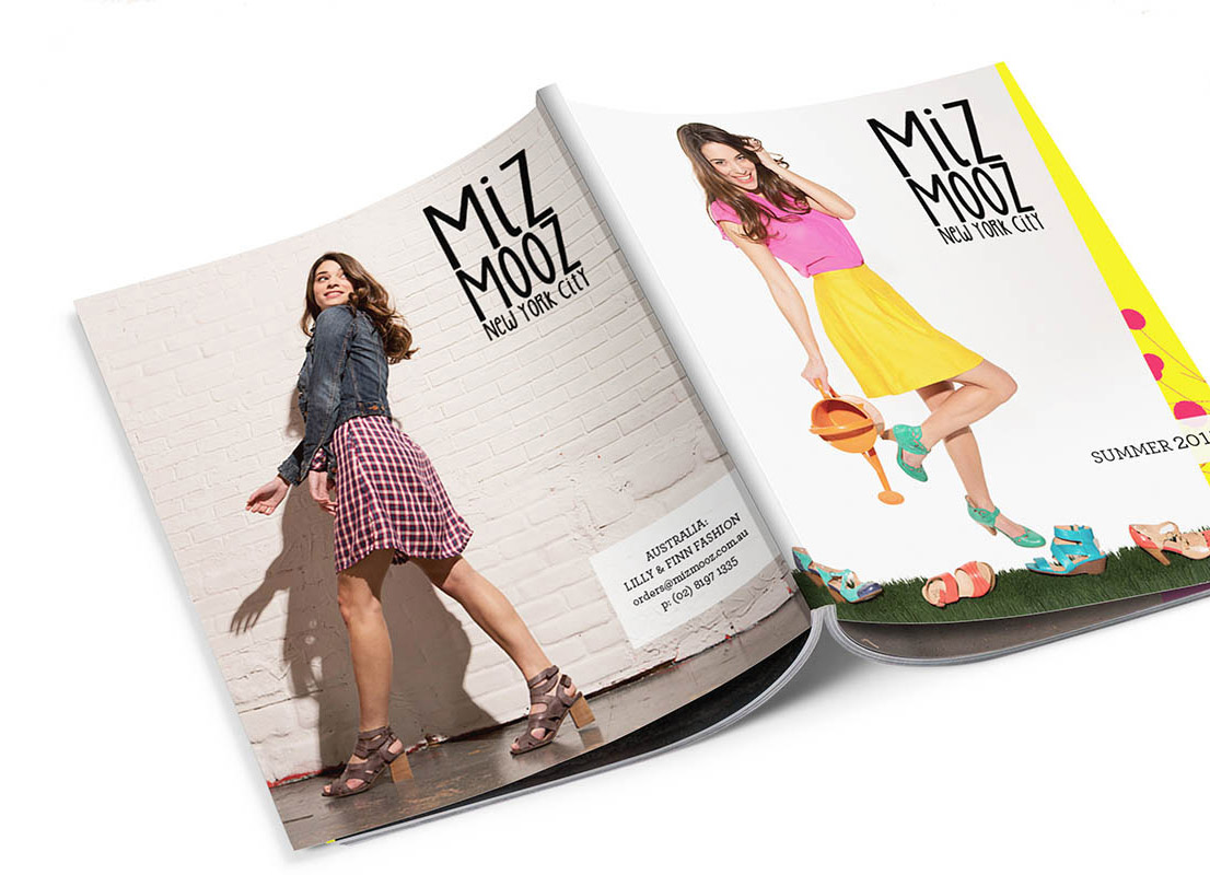 Miz Mooz Fashion Catalog Design - Fashion, Catalog Design, Photography, Print Design, Footwear, Print Collateral - Creative digital design portfolio by Mondo Digital agency Christchurch New Zealand